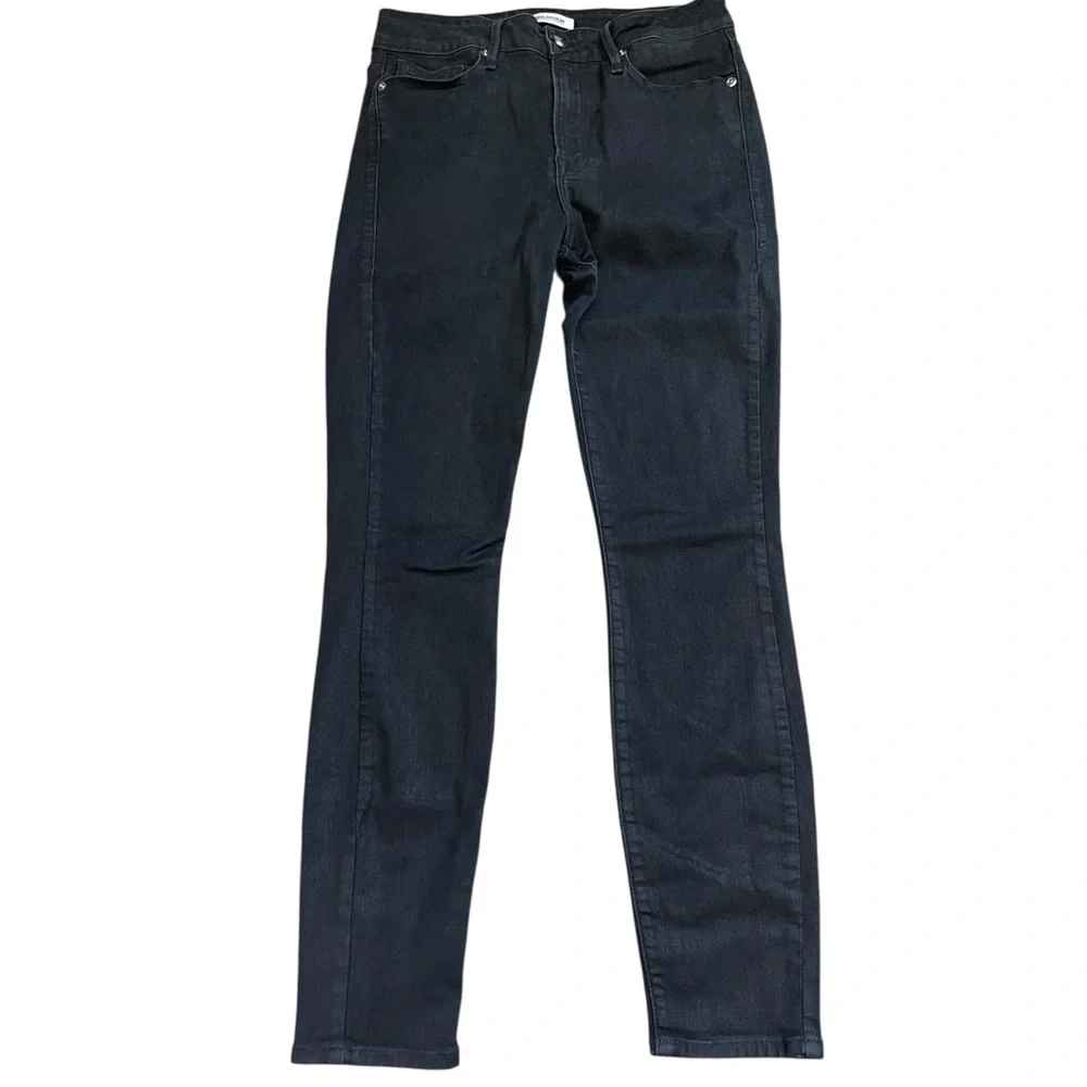 Good American Black Skinny Jeans High Rise Stretch Denim Womens 8/29